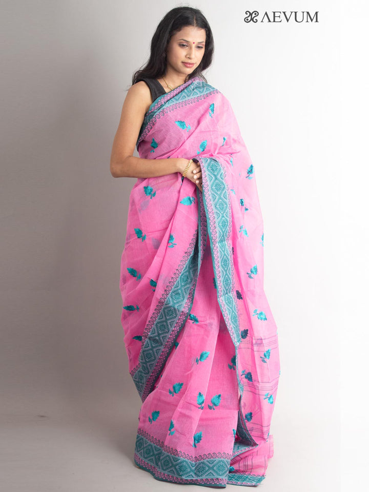 Bengal Cotton Tant Saree with Embroidery - 0724 Saree AEVUM