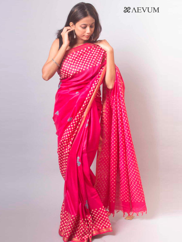 Katan Madhubani Silk Saree with Blouse Piece - 0777 Saree AEVUM   