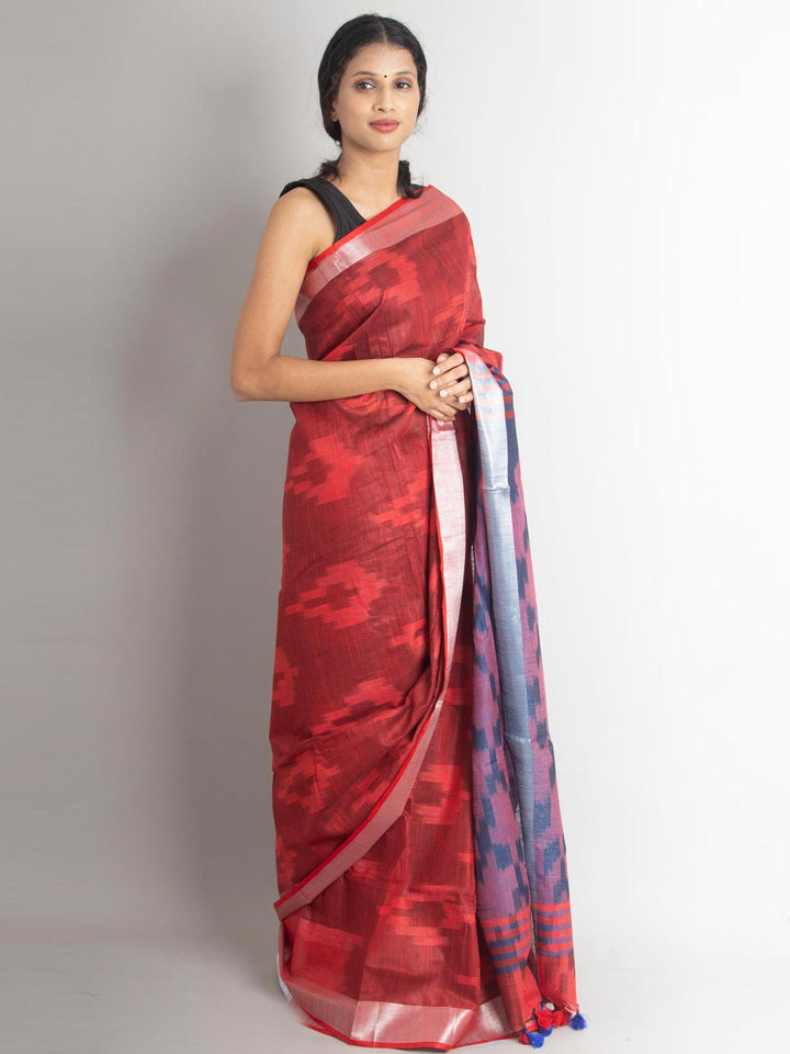 Semi Linen Ikkat Saree with Blouse Piece - 0841 Saree Anita Kuthir   