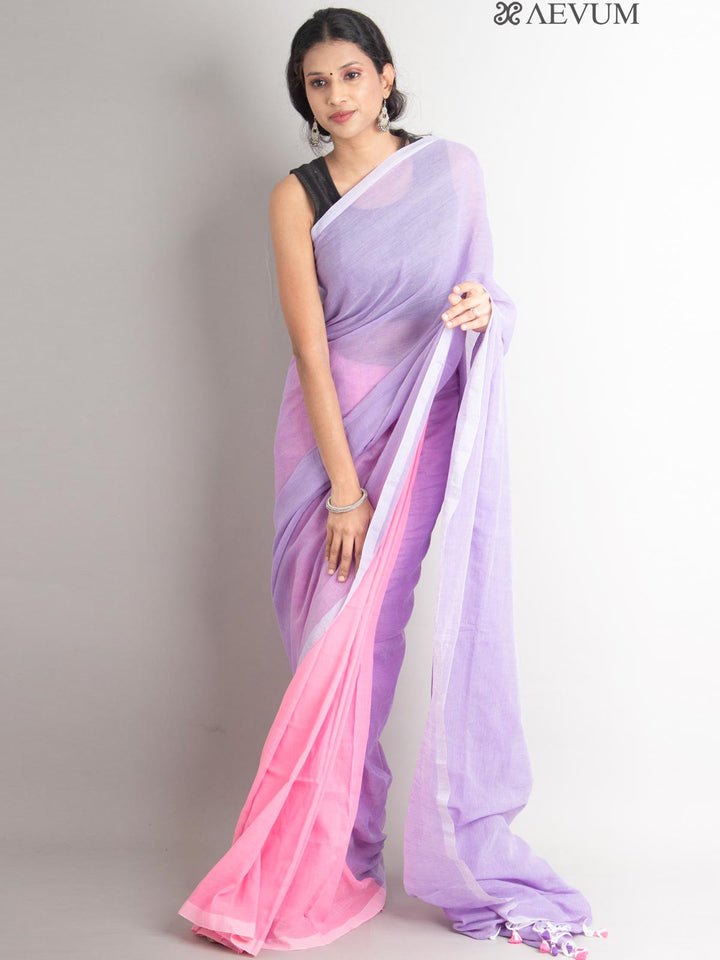 Mulmul Cotton Half-Half Saree - 0852 Saree AEVUM