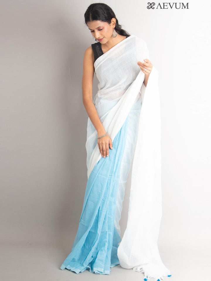 Mulmul Cotton Half-Half Saree - 0854 Saree AEVUM