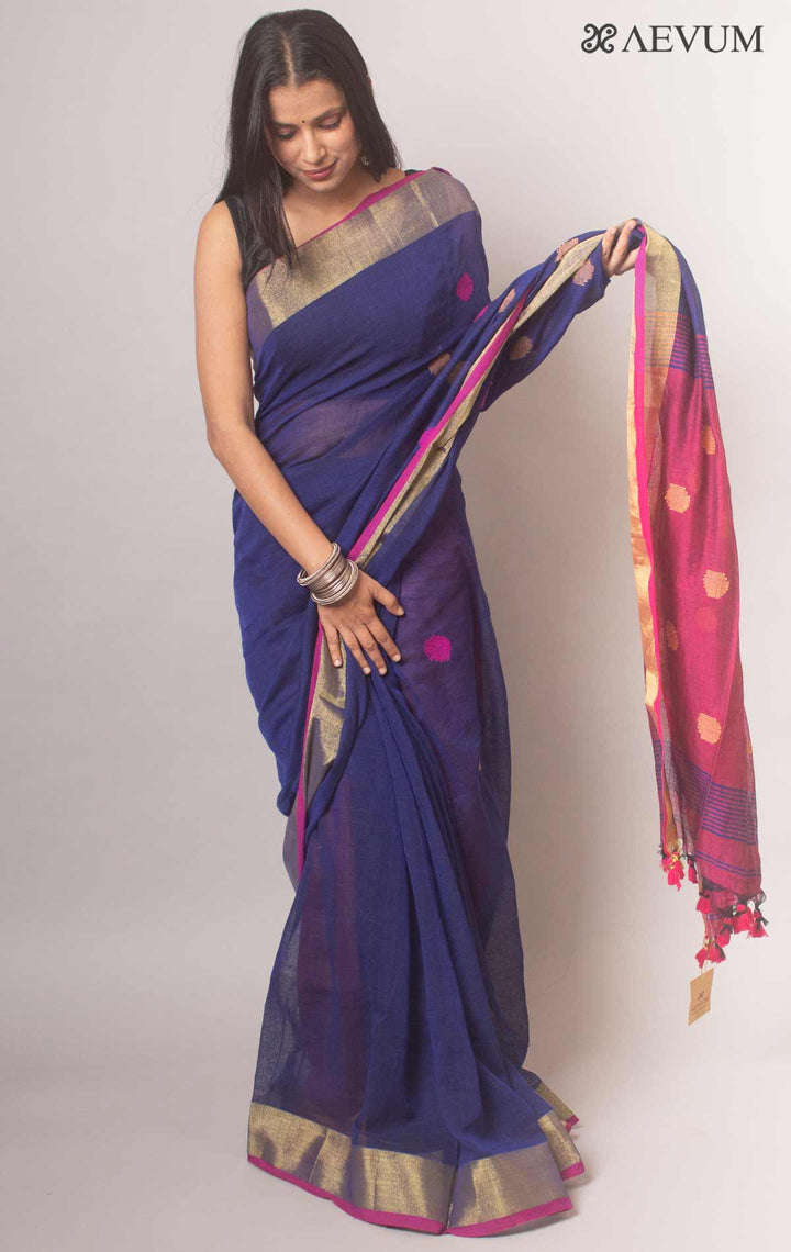 Bengal Cotton Khaadi Handloom Saree with Blouse piece - 0890 Saree Ashoke Pal   