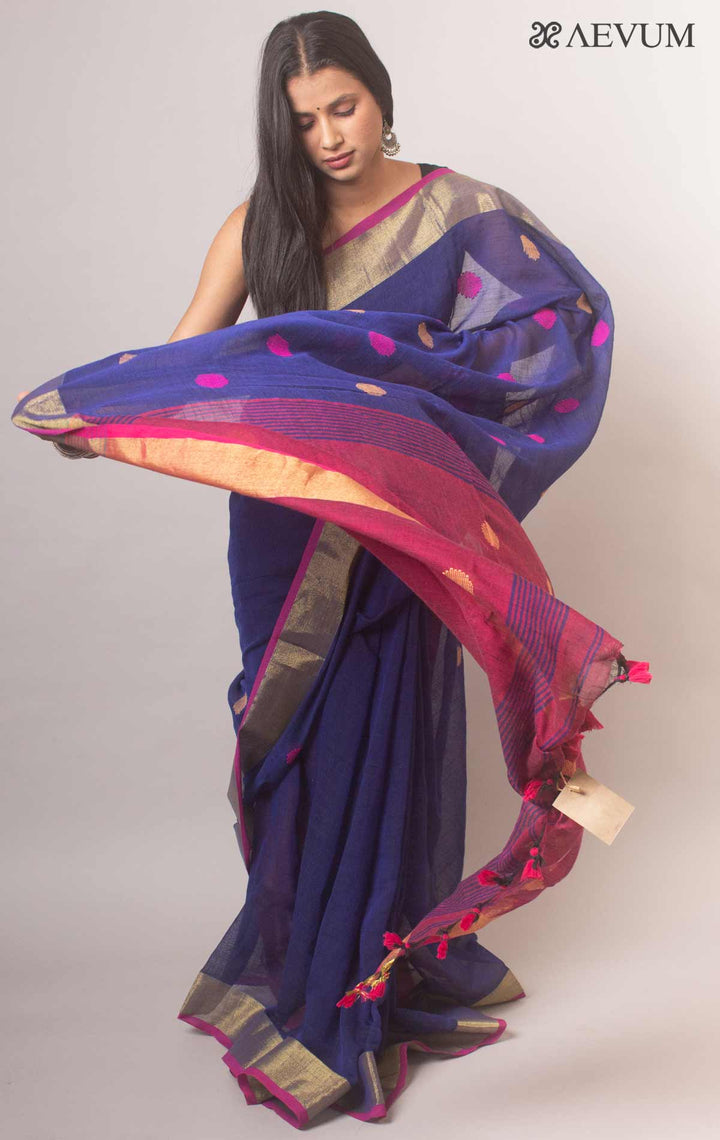 Bengal Cotton Khaadi Handloom Saree with Blouse piece - 0890 Saree Ashoke Pal   