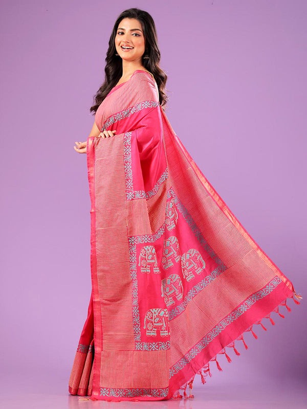 Katan Madhubani Silk Saree with Blouse Piece - 0992 Saree AEVUM