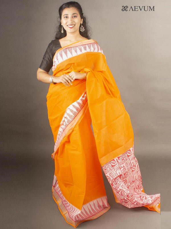 Kerala Cotton Hand Block Printed Saree - 10023 Saree AEVUM