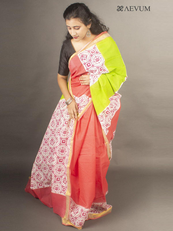 Kerala Cotton Hand Block Printed Saree- 10025 Saree AEVUM