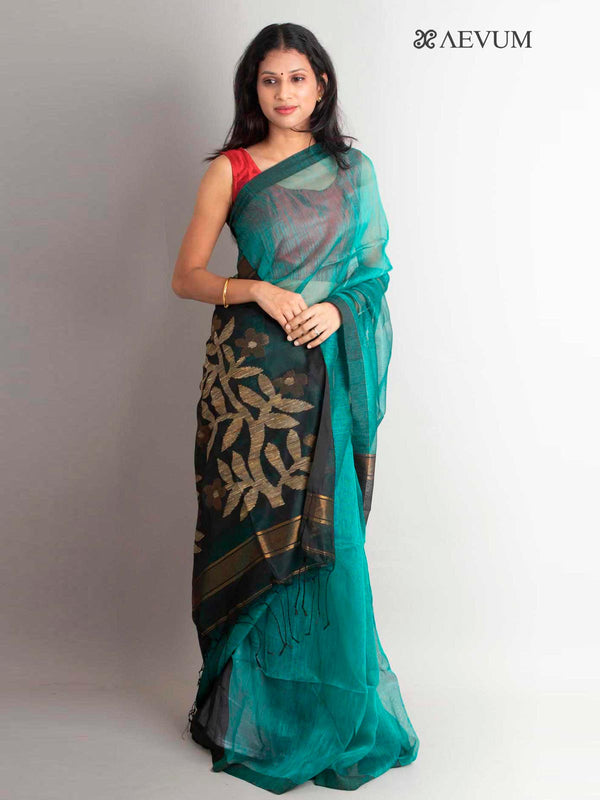 Silk Linen Saree with Blouse Piece - 1006 Saree Riya's Collection   