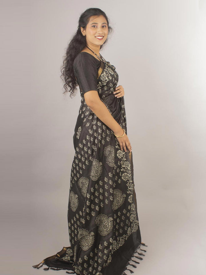 Katan Madhubani Silk Saree with Blouse Piece - 10428 Saree AEVUM   