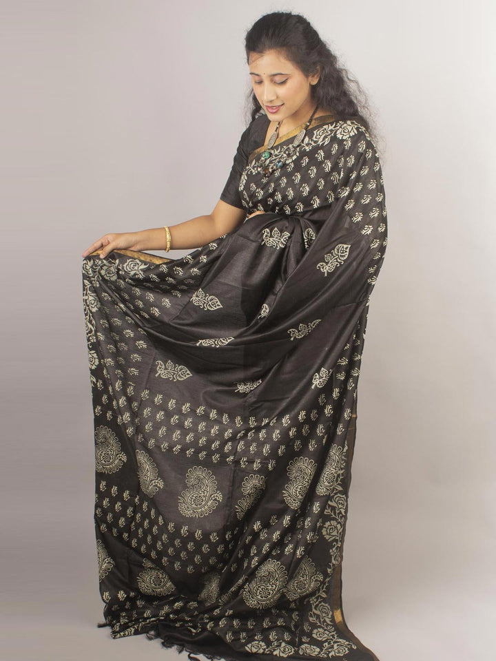 Katan Madhubani Silk Saree with Blouse Piece - 10428 Saree AEVUM   