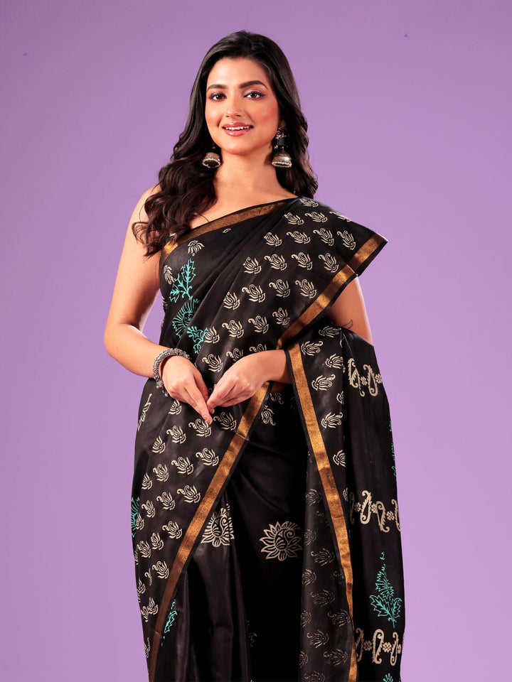 Katan Madhubani Silk Saree with Blouse Piece - 10802 Saree AEVUM