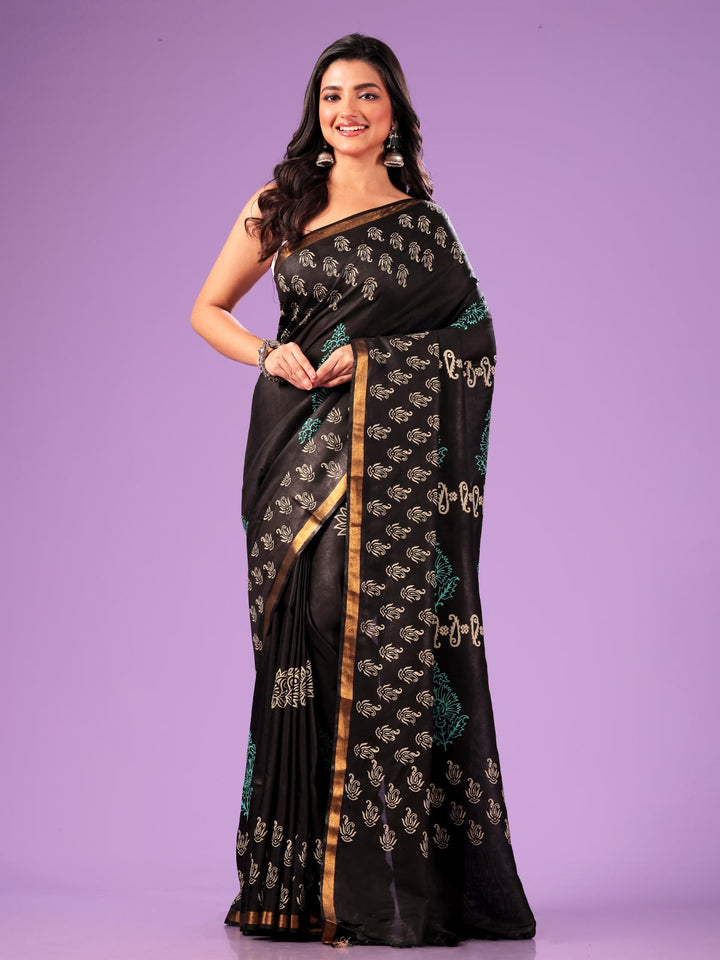 Katan Madhubani Silk Saree with Blouse Piece - 10802 Saree AEVUM