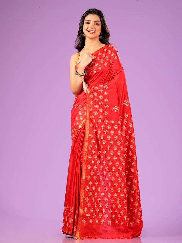 Katan Madhubani Silk Saree with Blouse Piece - 10804 Saree AEVUM