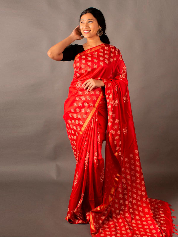 Katan Madhubani Silk Saree with Blouse Piece - 10804 Saree Raj Dev Kumar   