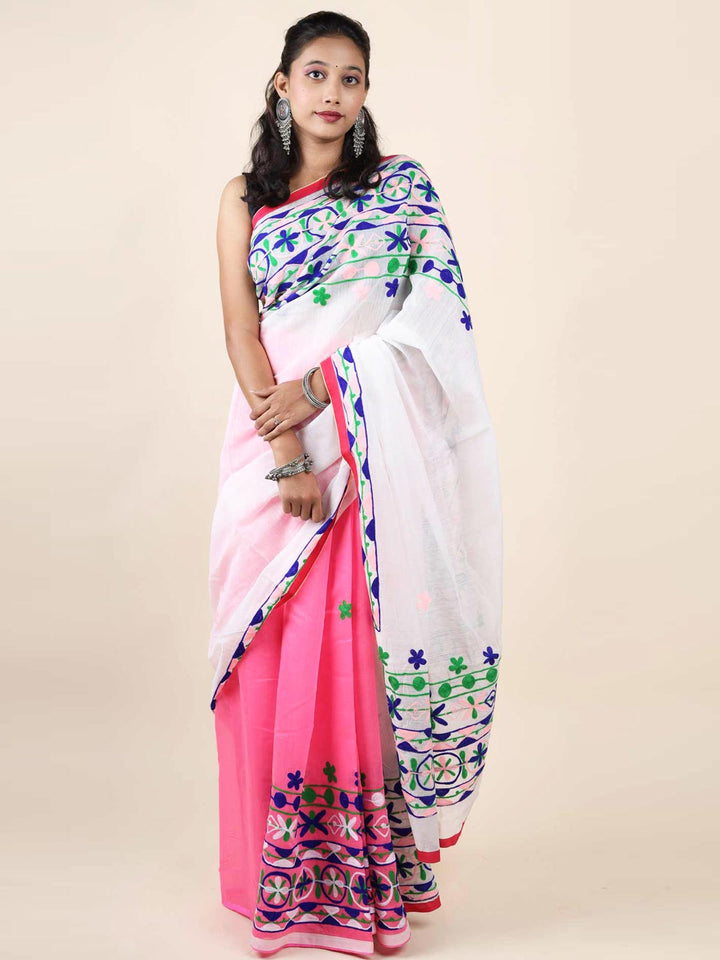 Cotton Silk Saree with Gujarati Work-11470 Saree Ashoke Pal