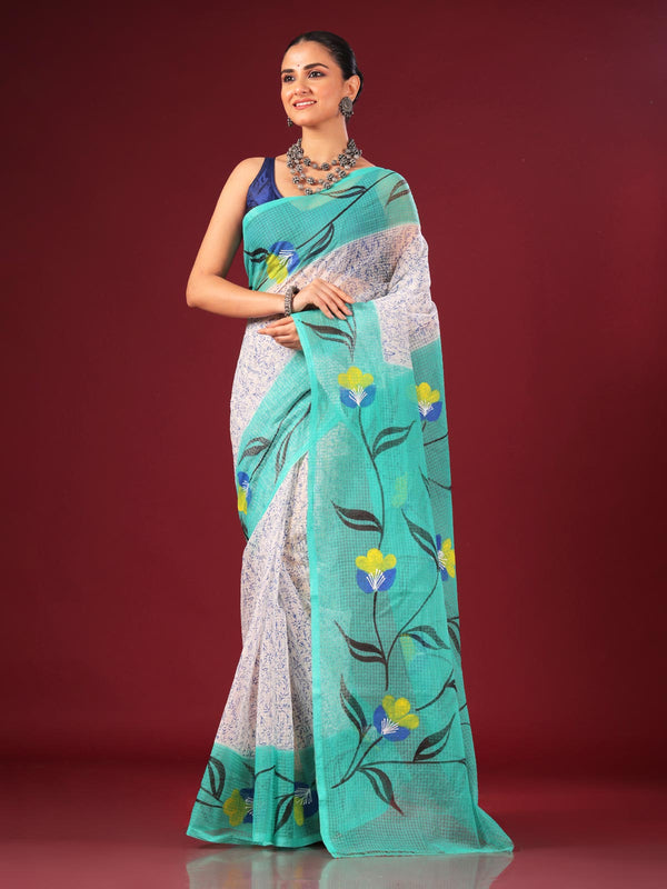 Hand Painted Cotton Resham Kota Saree - 11618 Saree AEVUM