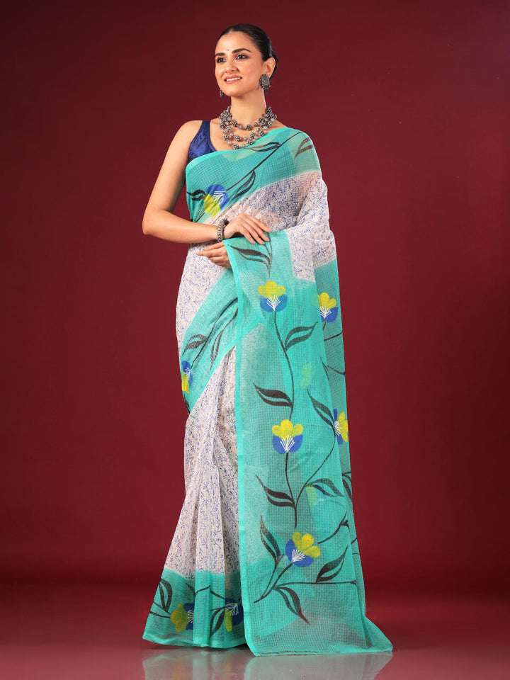 Hand Painted Cotton Resham Kota Saree - 11618 Saree AEVUM