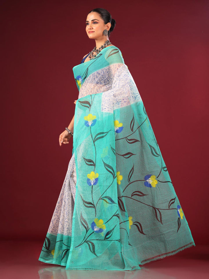 Hand Painted Cotton Resham Kota Saree - 11618 Saree AEVUM