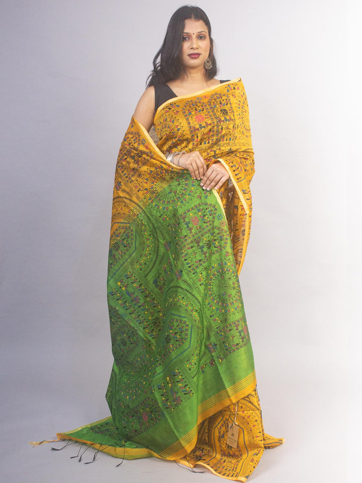 Bengal Cotton Silk Handloom Saree - 11870 Saree AEVUM   