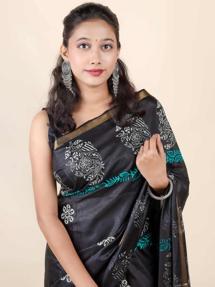 Katan Madhubani Silk Saree with Blouse Piece - 12201 Saree AEVUM   