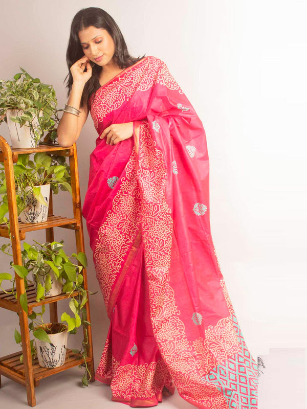 Katan Madhubani Silk Saree - 12691 Saree AEVUM   