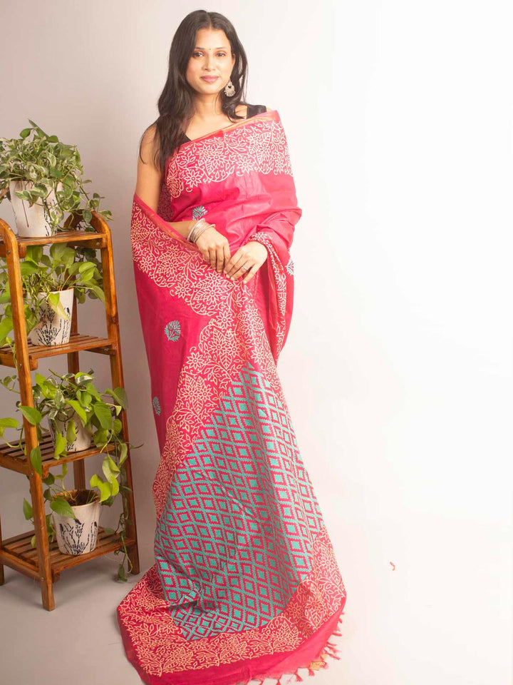 Katan Madhubani Silk Saree - 12691 Saree AEVUM   