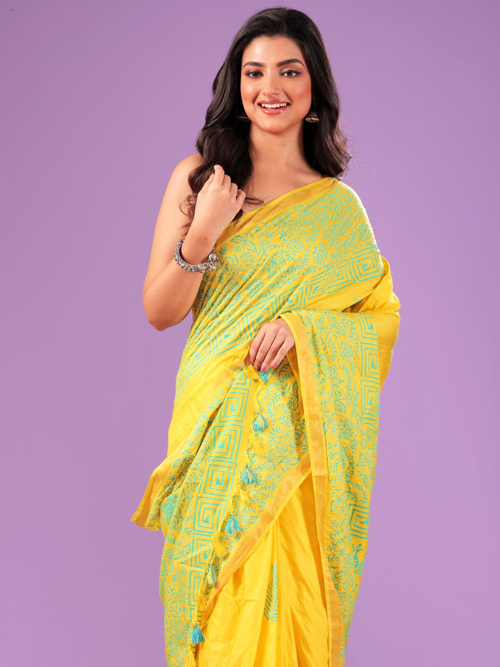 Katan Madhubani Silk Saree - 12695 Saree AEVUM