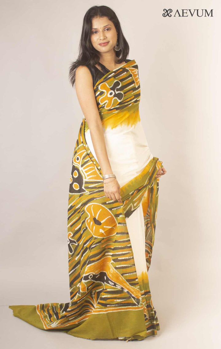 Hand Batik Mulmul Cotton Saree - 12886 Saree Anita Kuthir   