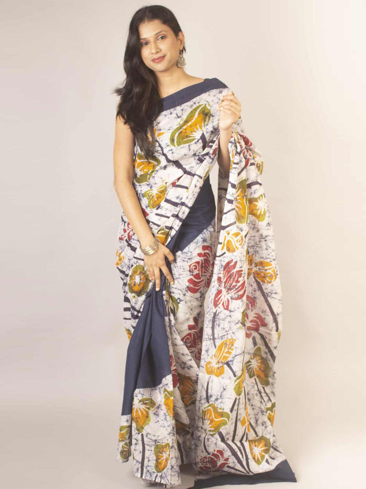 Hand Batik Mulmul Cotton Saree - 12913 Saree Anita Kuthir