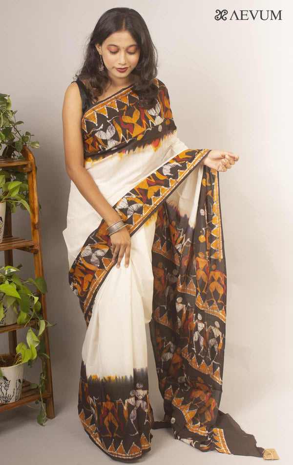 Hand Batik Mulmul Cotton Saree - 12916 Saree Anita Kuthir   