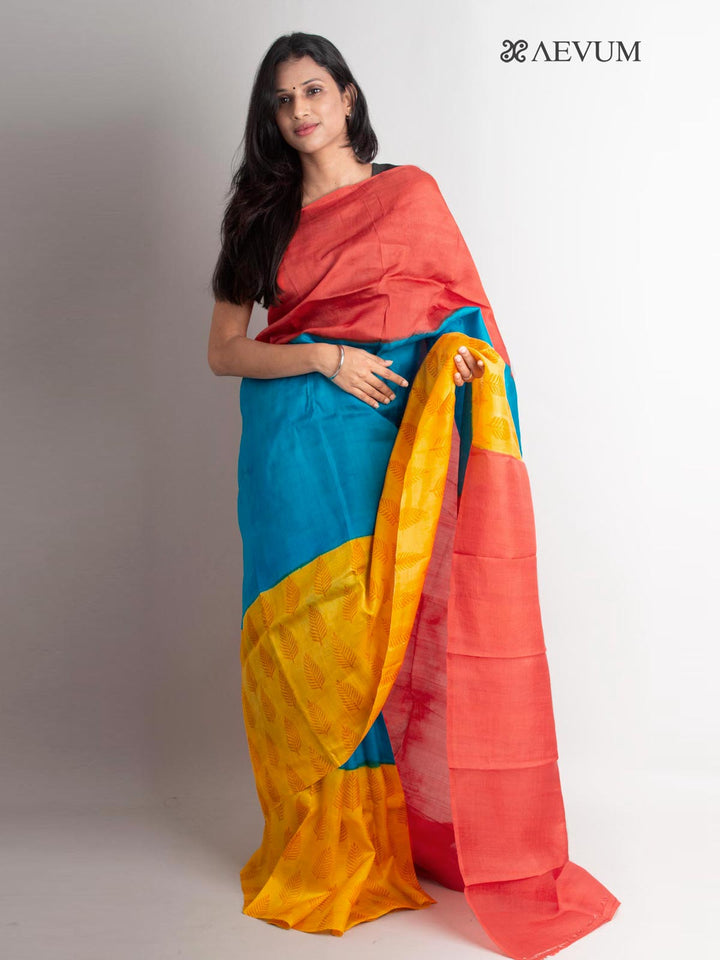 Three Ply Murshidabad  Pure Silk Saree with Blouse Piece - 1298 Saree AEVUM   