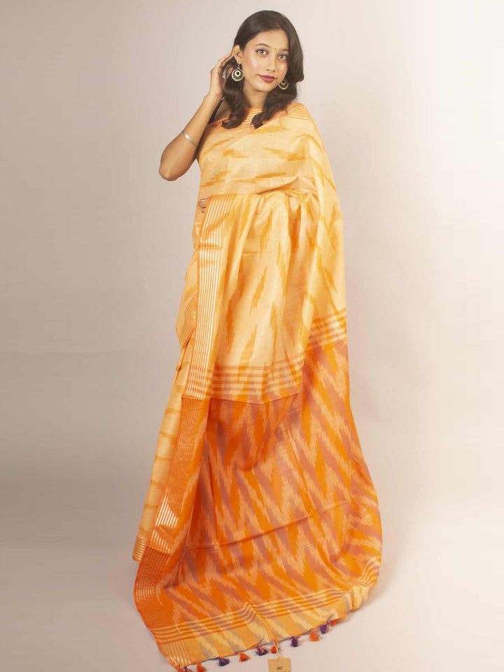 Semi Linen Ikkat Saree With Blouse Piece - 14005 Saree AEVUM