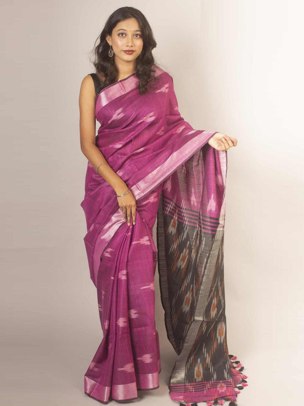 Semi Linen Ikkat Saree With Blouse Piece - 14007 Saree Tausif