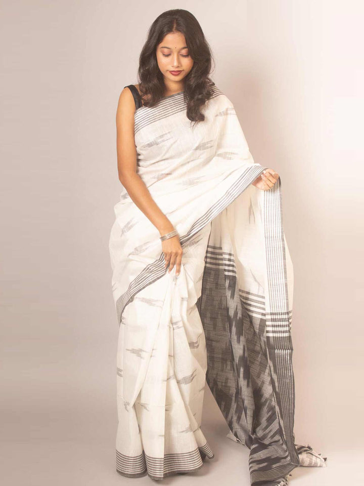 Semi Linen Ikkat Saree with Blouse Piece - 14011 Saree AEVUM