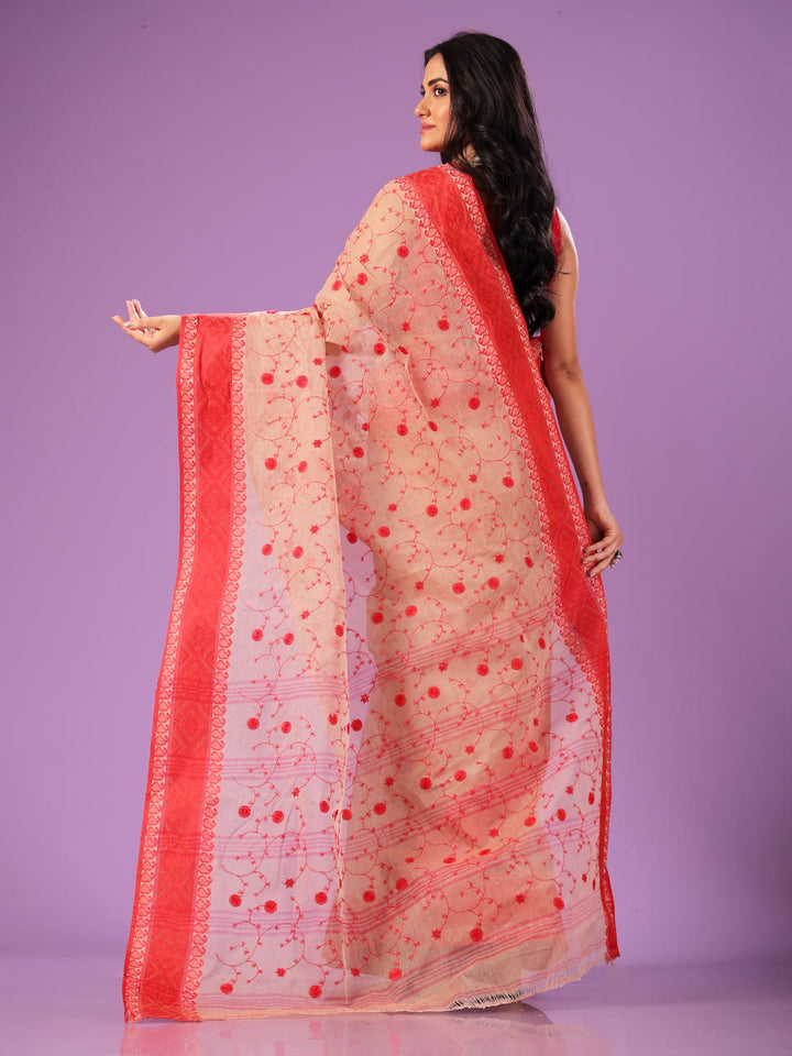 Bengal Cotton Tant Saree with Embroidery - 1435 Saree AEVUM