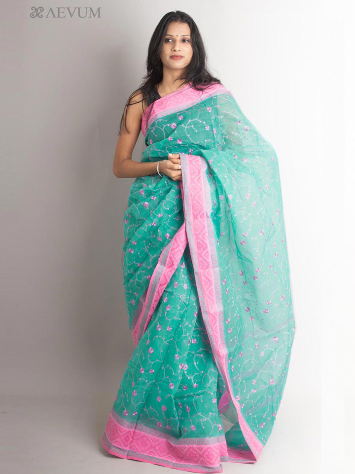 Bengal Cotton Tant Saree with Embroidery - 1441 Saree AEVUM