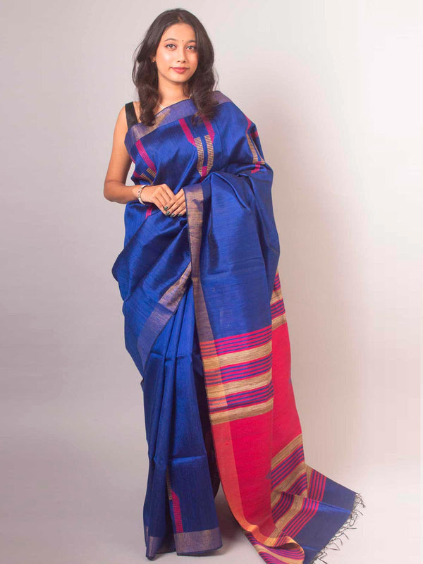 Pure Tussar Raw Silk Saree with Silk Mark - 14880 Saree AEVUM   