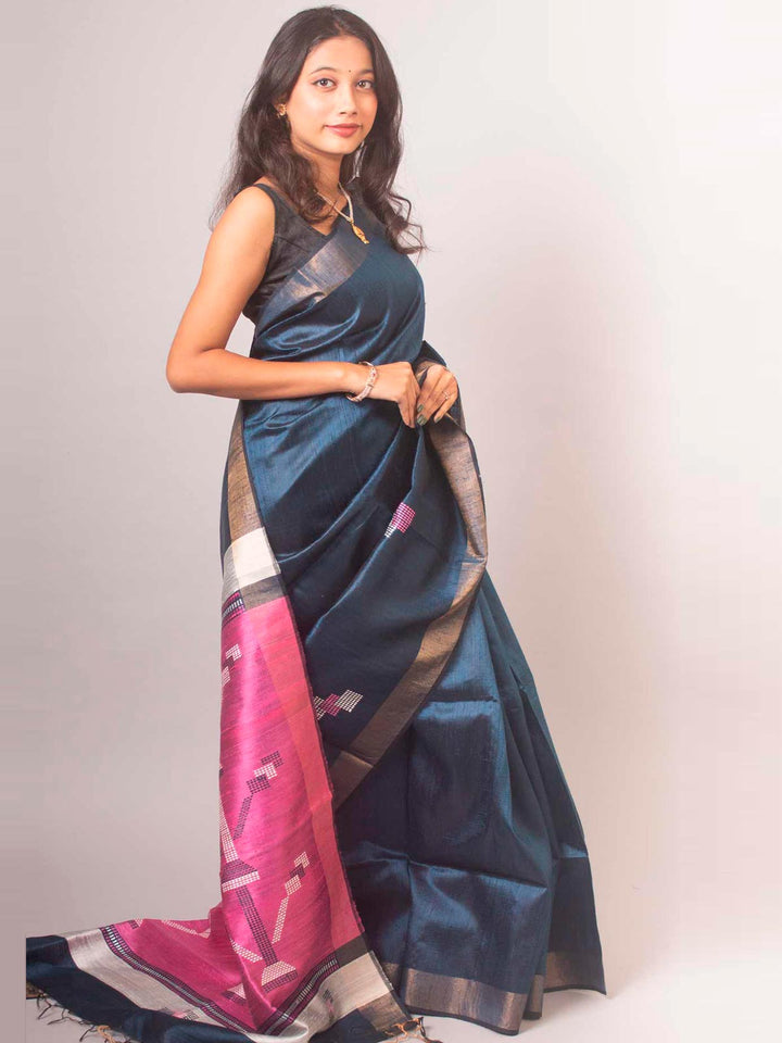 Pure Tussar Raw Silk Saree with Silk Mark - 14881 Saree Tausif   