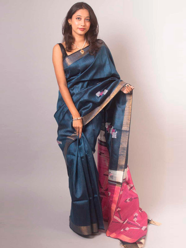 Pure Tussar Raw Silk Saree with Silk Mark - 14881 Saree Tausif   