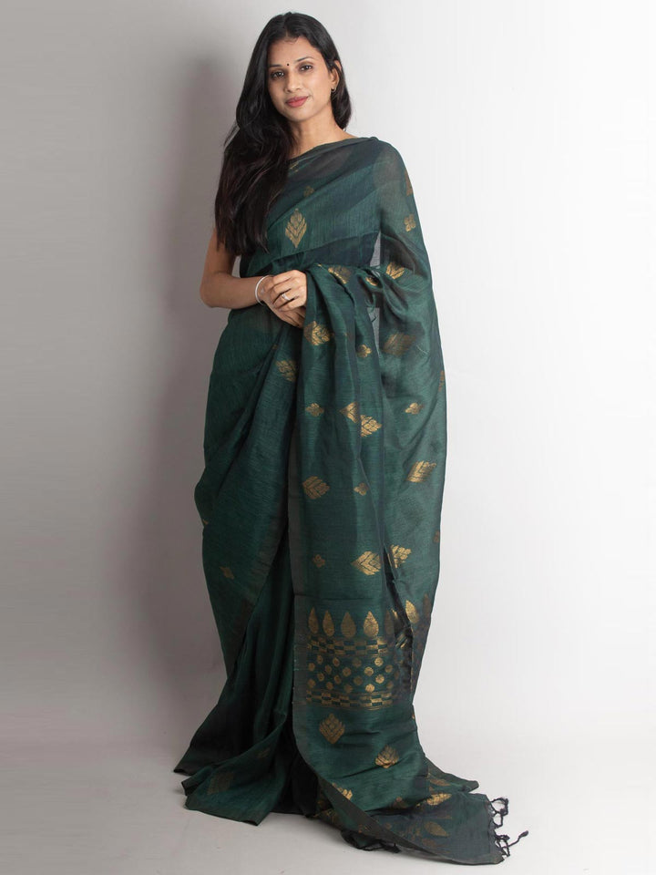 Organic Linen handloom Saree with blouse piece - 1531 Saree AEVUM   