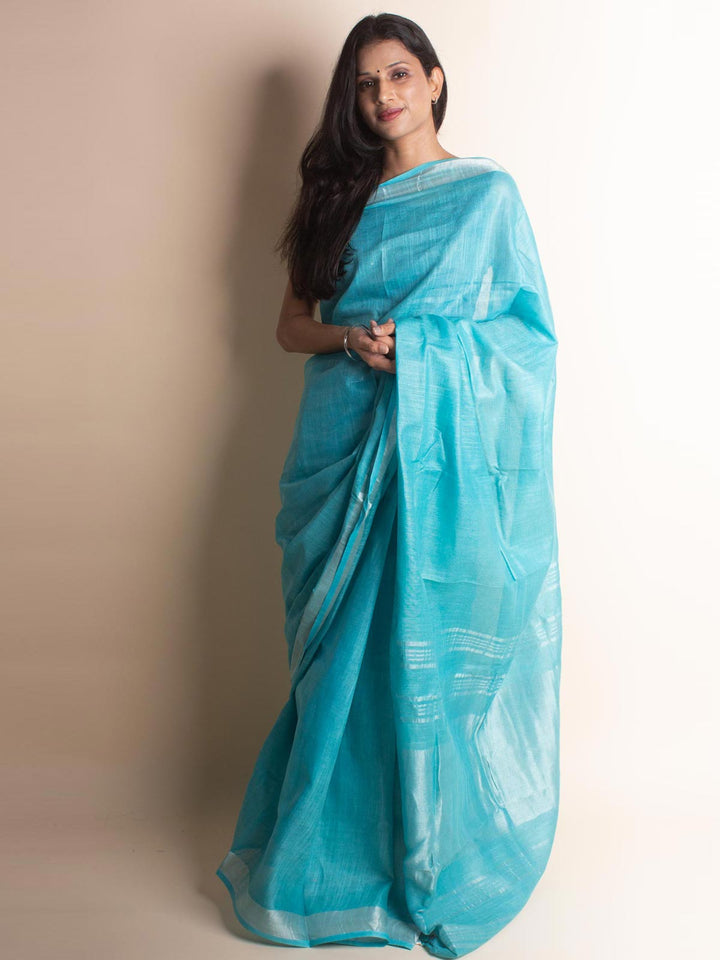 Semi Linen Saree With Blouse Piece - 1608 Saree Meera Roy   