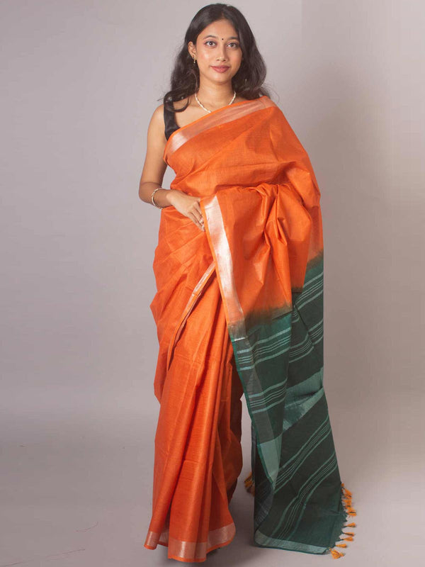 Semi Linen Saree with Blouse Piece - 16924 Saree AEVUM   