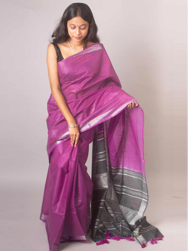 Semi Linen Saree with Blouse Piece - 16930 Saree Meera Roy   