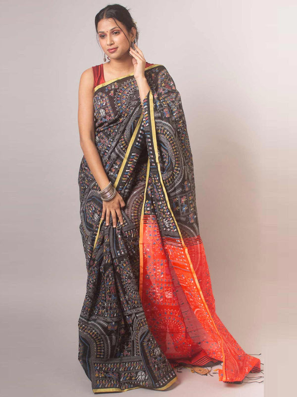 Bengal Cotton Silk Madhubani Handloom Sarees- 17090 Saree Anita