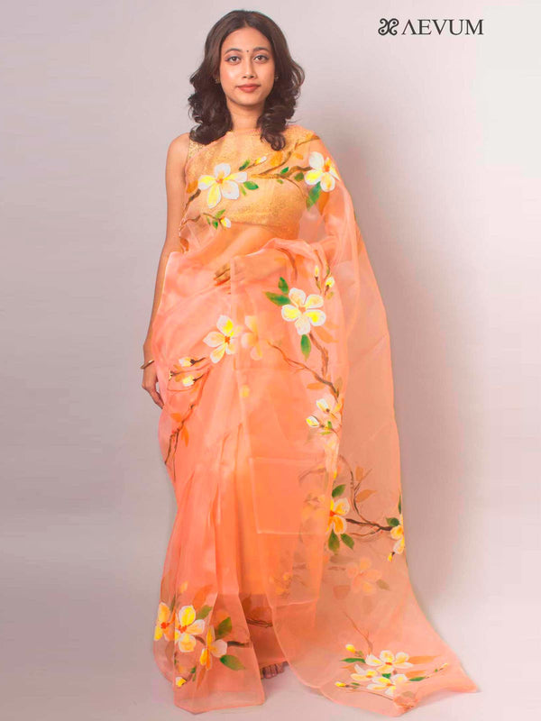 Rajnigandha Hand Painted Pure Organza Silk Saree -17278 Saree AEVUM   