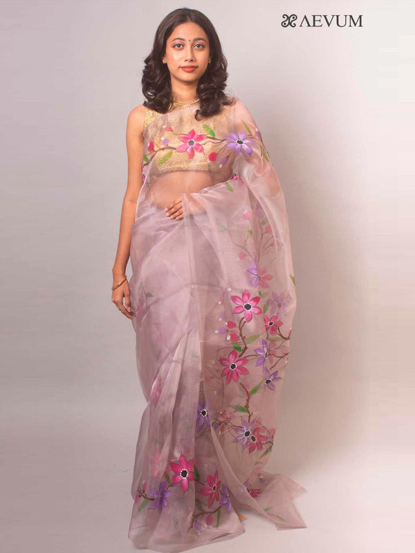 Rajnigandha Hand Painted Organza Silk Saree -17281 Saree AEVUM   