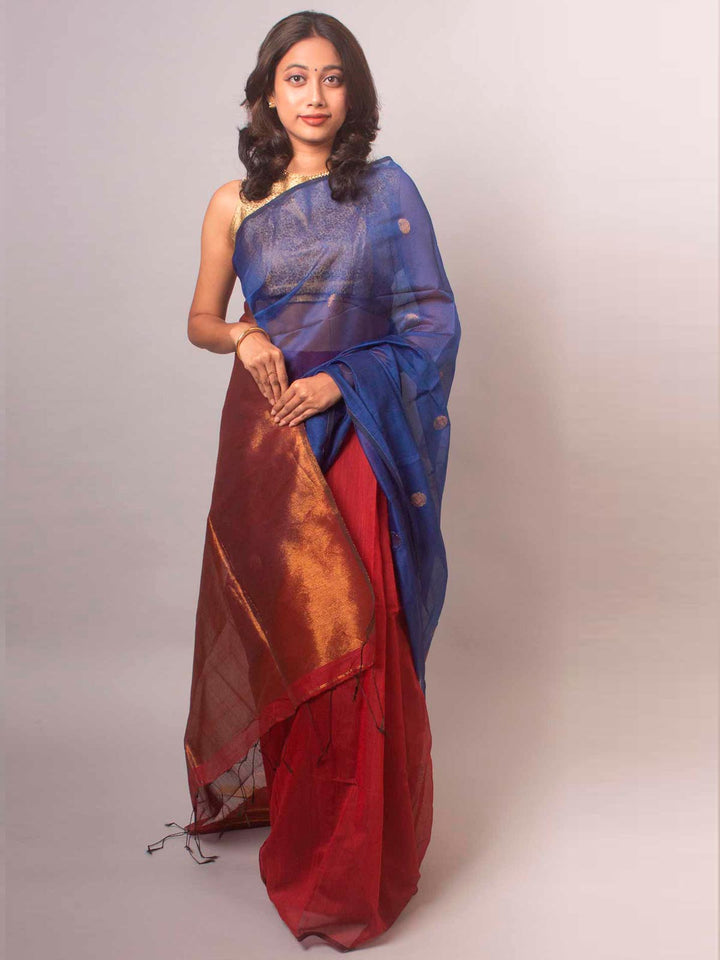 Ball Buti Matka Muslin Silk Saree - 17516 Saree AEVUM 2   