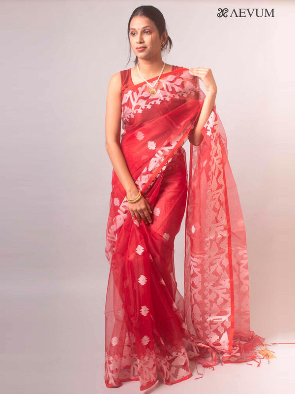 Muslin Dhakai Jamdani Saree - 17716 Saree AEVUM   