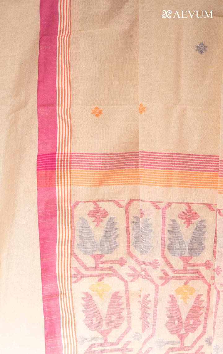 Pure Cotton Handloom Jamdani Saree - 17734 Saree Anita Kuthir   