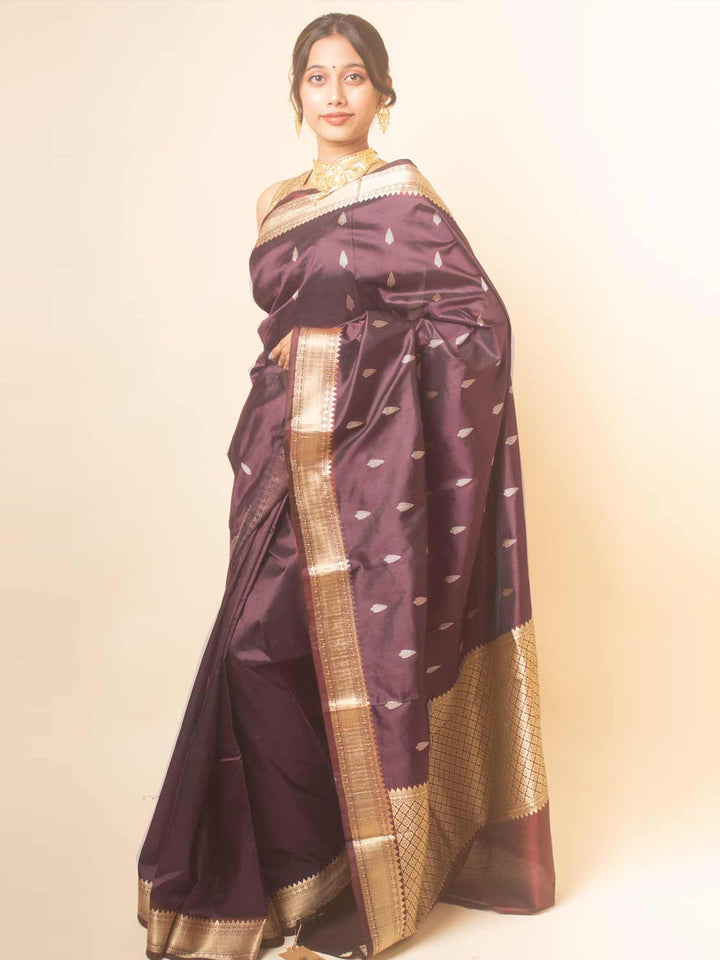 Kanjivaram Banarasi work Pure Silk Saree with Silk Mark - 17744 Saree AEVUM   