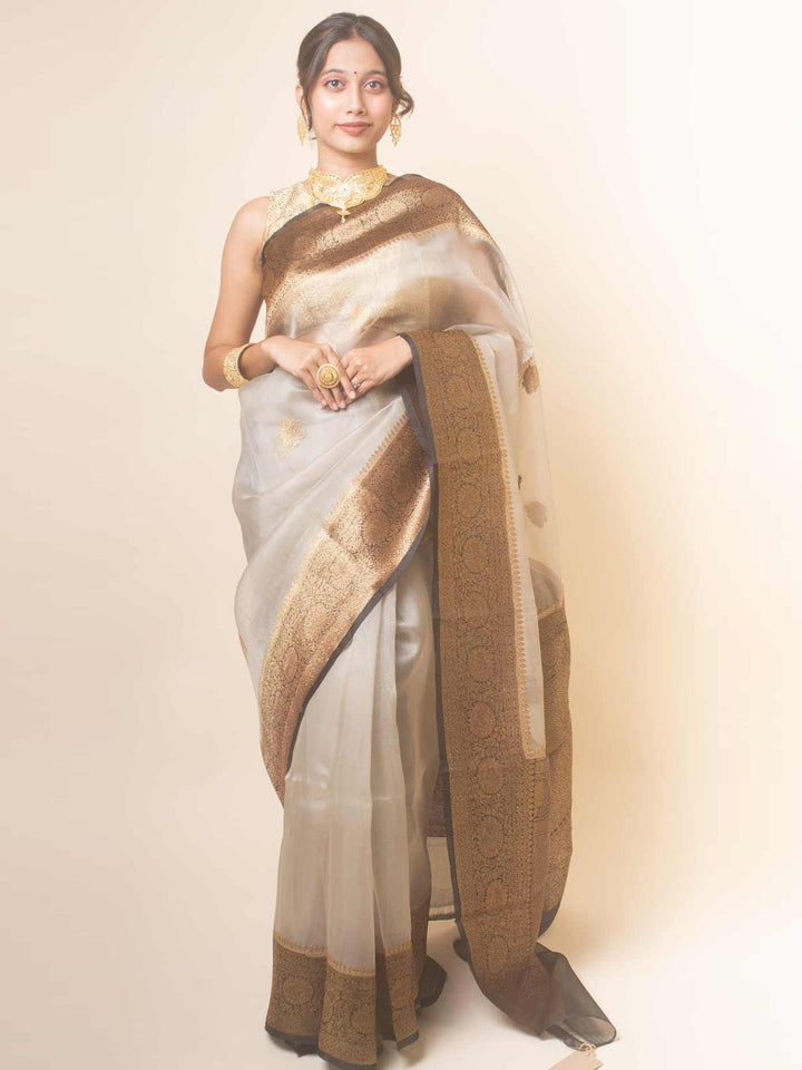 Pure Organza Banarasi Silk Handloom Saree with Silk Mark -17748 Saree Mohammad Saleem   